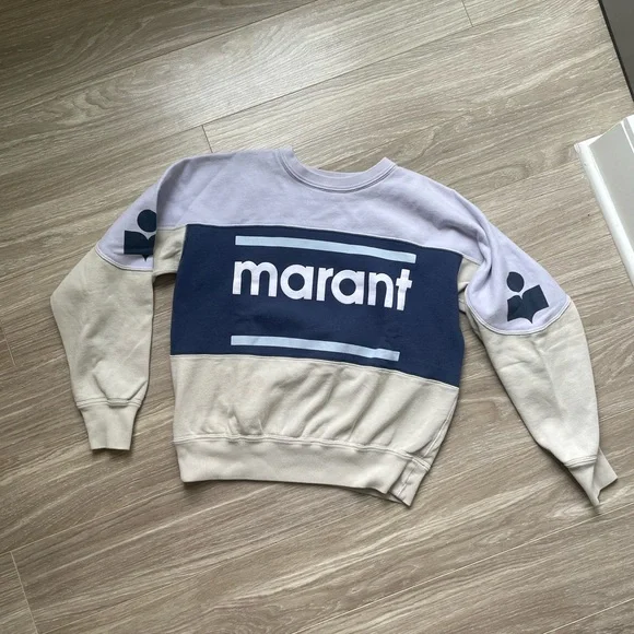 Isabel Marant Etoile Colorblock Gallian Sweater Light Blue Sz 40/L - Picture 5 of 15